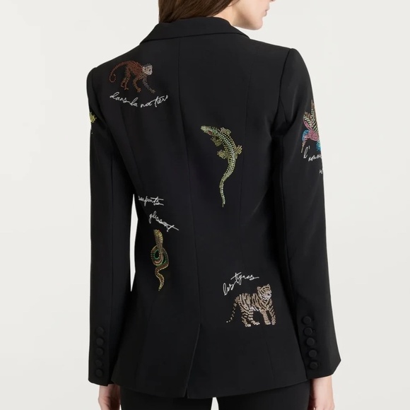 $695 Unworn Cinq A Sept Jungle Headset Karlie Bead Detail Blazer in Black - Picture 3 of 13